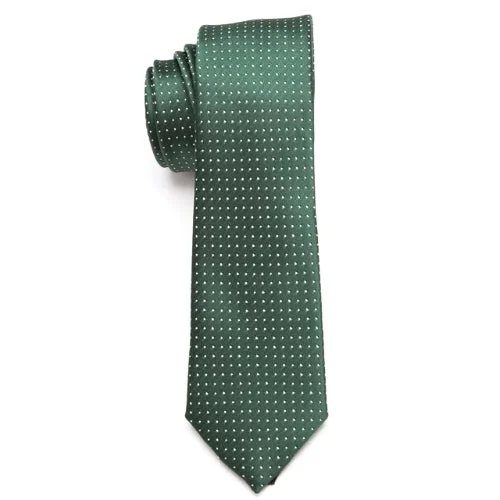 Classic men's tie for sophisticated gatherings with subtle patterns-Classy Men Green Mini Dot Skinny Tie