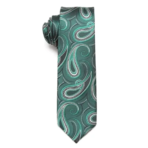 Men's tie with vintage design for a classy look-Classy Men Green Paisley Skinny Tie