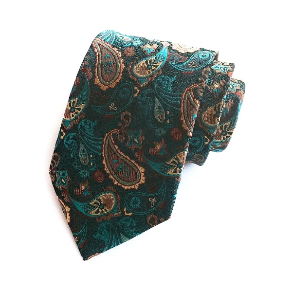 Classic men's tie with rich tones for formal gatherings-Classy Men Green Silk Paisley Tie