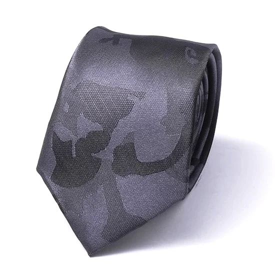 Best men's tie with vintage paisley design-Classy Men Grey Camouflage Silk Skinny Tie