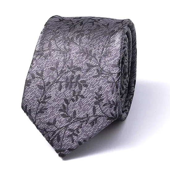 Best men's tie for business luncheons-Classy Men Grey Nature Silk Skinny Tie