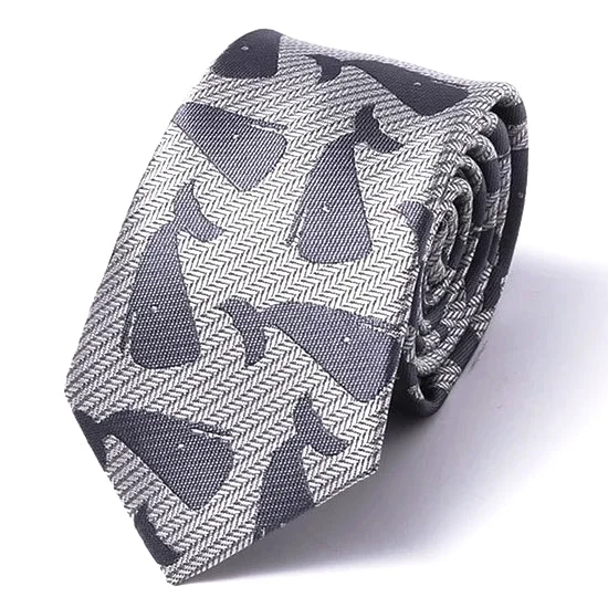 Stylish men's tie for professional gatherings-Classy Men Grey Whale Silk Skinny Tie