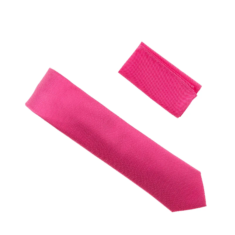 Stylish men's tie for creative professionals-Hot Pink Pin Dot Silk Necktie with Matching Pocket Square