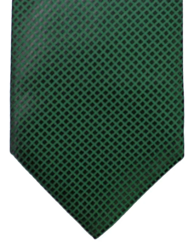 Stylish men's tie with classic pinstripes-Isaia Napoli Tie Dark Green Design SALE