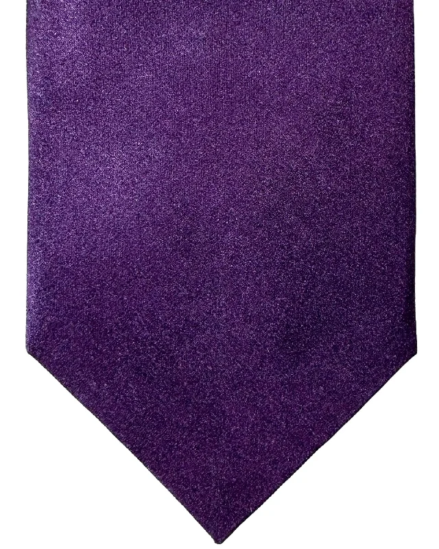 Classic men's tie for formal business events-Isaia Tie Dark Purple Solid Design - Sartorial Sevenfold Tie