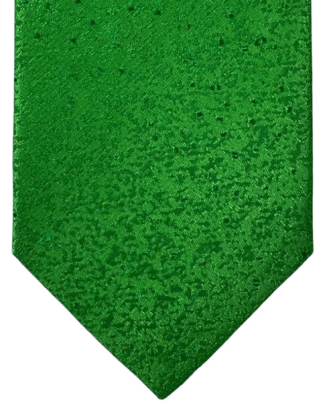 Men's tie for professional dinner events with smooth finish-Isaia Tie Green Micro Pattern Design - Sartorial Silk Tie SALE