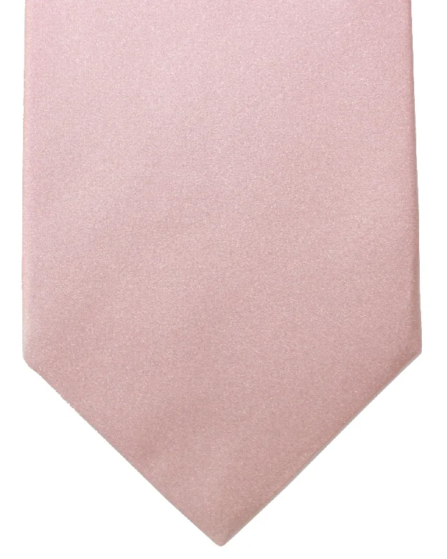 Men's tie for special occasions with modern design-Isaia Tie Light Pink Solid Design - Sartorial Sevenfold Tie