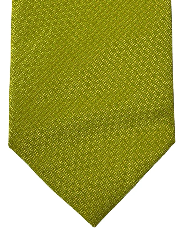 Men's tie for summer weddings with elegant print-Isaia Tie Lime Micro Pattern Design - Sartorial Silk Tie