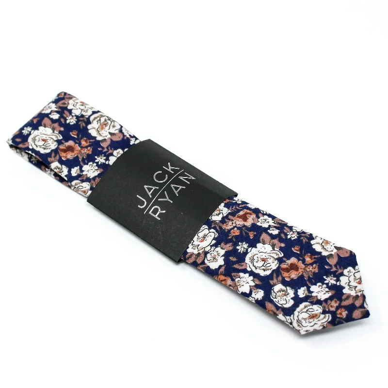 Men's tie with textured finish for upscale functions-Jack Ryan - Colton Floral Tie - Navy NAVY