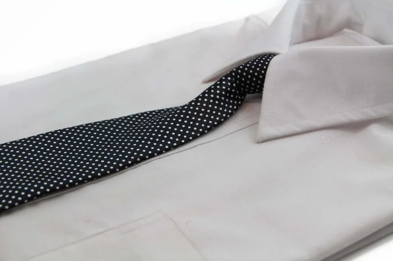 Stylish men's tie with vibrant hues for formal functions-Kids Boys Black & White Patterned Elastic Neck Tie - Mini Polka Dots