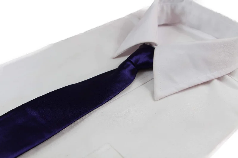 Men's tie with contemporary stripes for casual wear-Kids Boys Dark Purple Elastic Plain Neck Tie