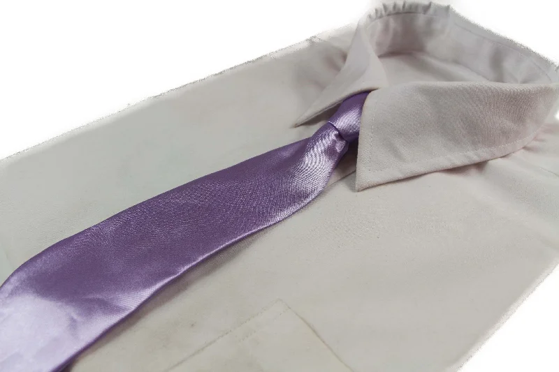 Designer men's silk tie for upscale occasions-Kids Boys Lavender Elastic Plain Neck Tie