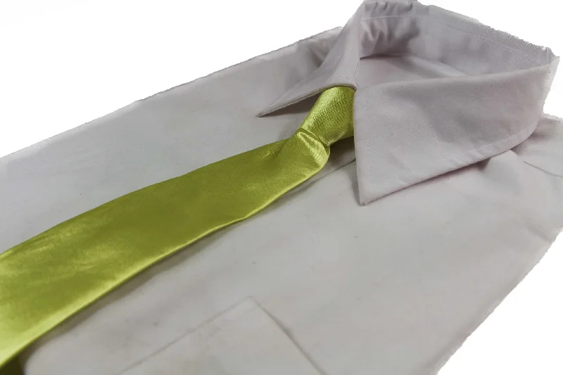 Luxury silk tie for men's evening wear-Kids Boys Lime Elastic Plain Neck Tie