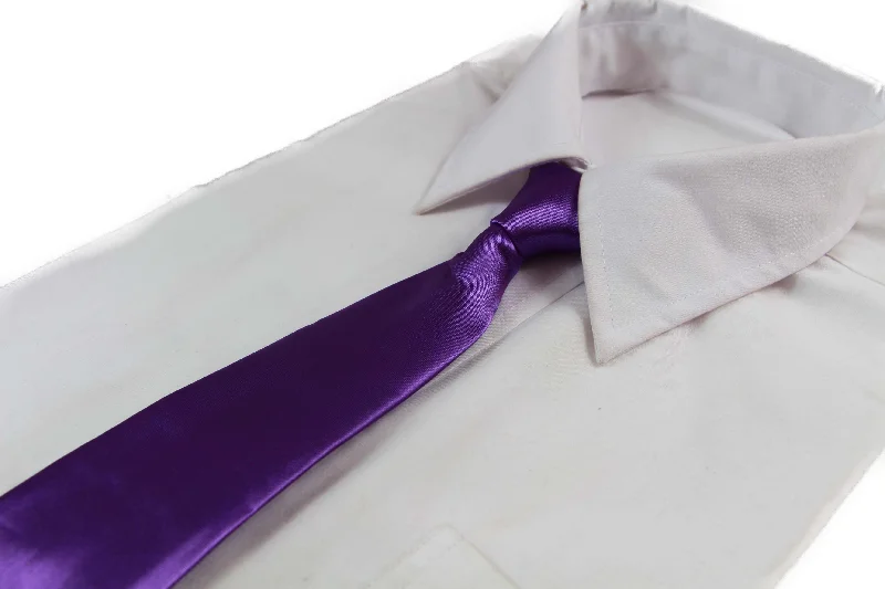 Men's tie for special occasions with modern design-Kids Boys Purple Elastic Plain Neck Tie