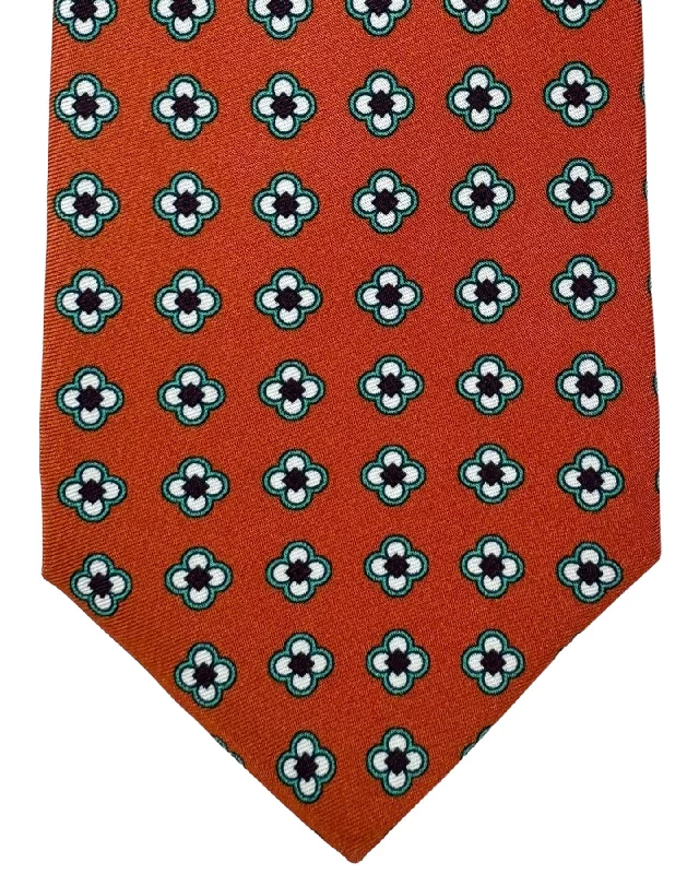 Classic men's tie for sophisticated office look-Kiton Tie Rust Brown Mini Floral - Sevenfold Necktie