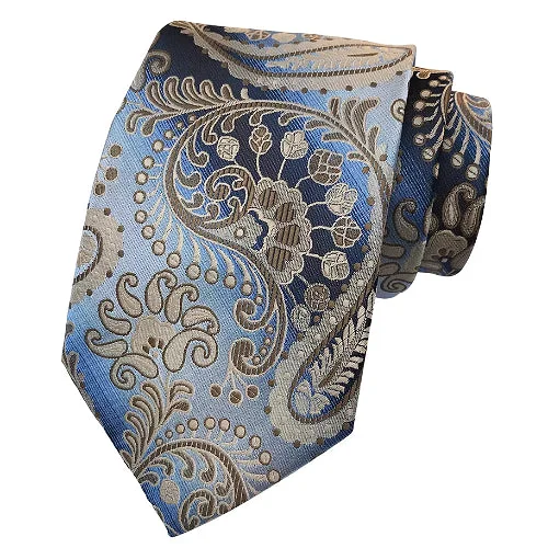 Best men's tie for a corporate wedding event-Classy Men Light Blue Paisley Silk Tie