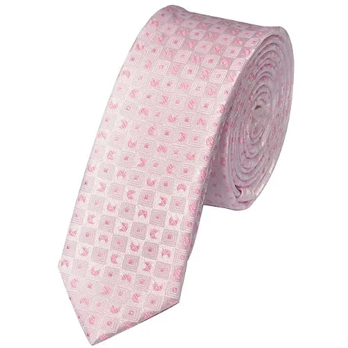 Stylish men's tie with intricate floral pattern-Classy Men Skinny Light Pink Tie