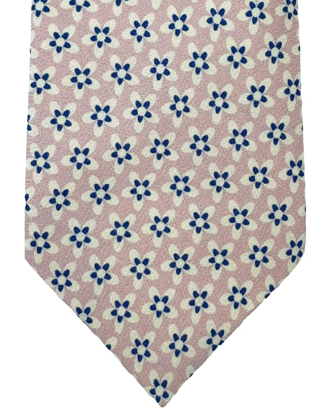 Men's tie with smooth silk texture for office wear-Luigi Borrelli Silk Tie Pink Flowers SALE