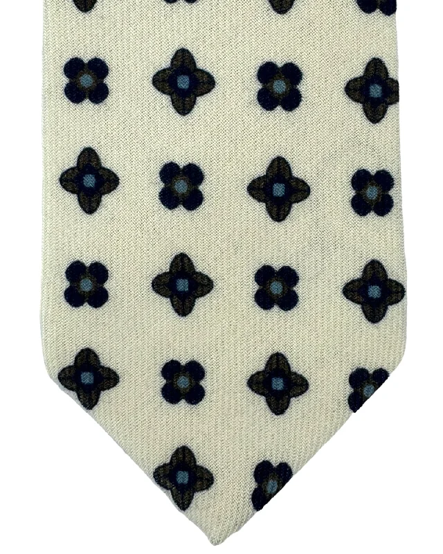 Men's tie with bold contrast colors for weddings-Luigi Borrelli Wool Tie White Classic Italian - SALE