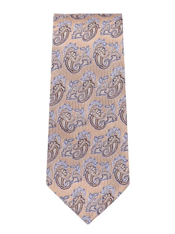 Men's tie for a polished office look with geometric designs-Marquis Men's Beige & Lavender Paisley Neck Tie & Hanky Set TH200-011