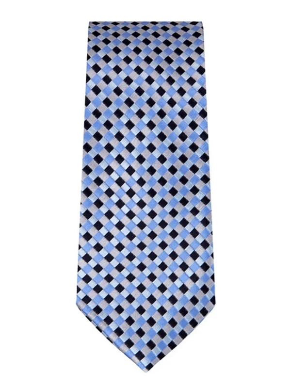 Men's tie with subtle accents for a refined look-Marquis Men's Blue Checks Neck Tie & Hanky Set TH200-023