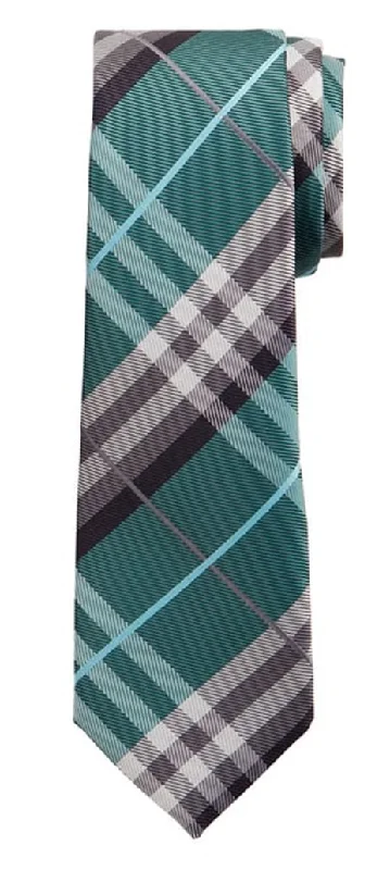 Men's tie with smooth satin finish for formal wear-Marquis Men's Green & Gray Plaid 3 1/4 Tie & Hanky Set TH100-019