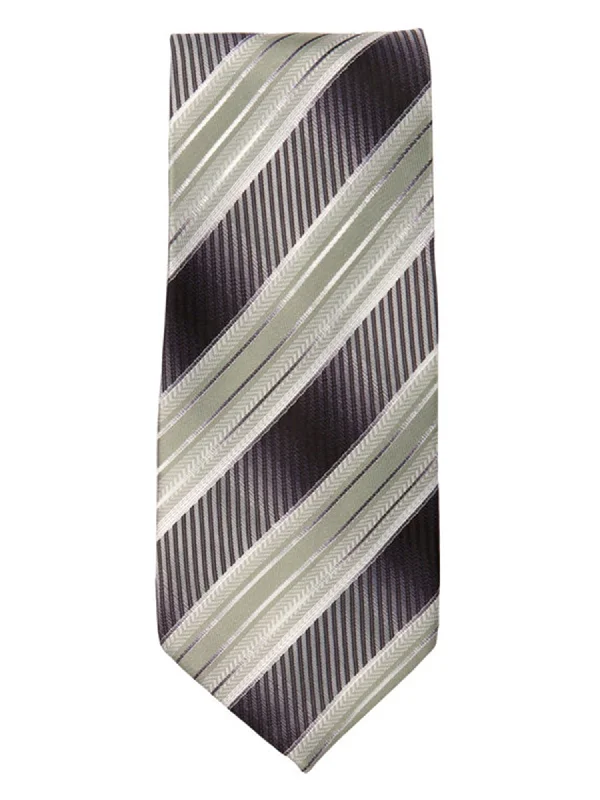 Men's tie for a formal dinner with subtle patterns-Marquis Men's Grey And Green Stripes 3 1/4 Tie & Hanky Set TH102-015