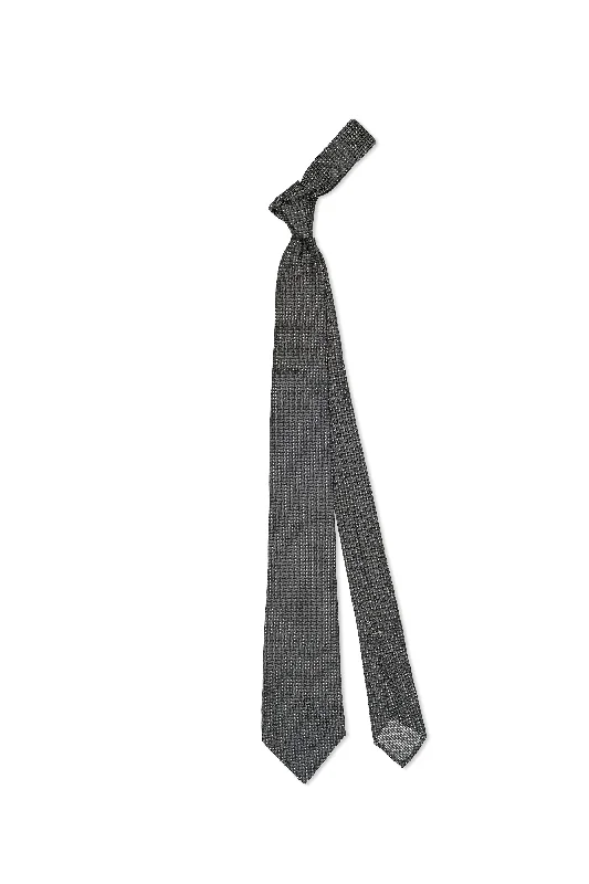 Men's tie for upscale dinner parties-Mattabisch Black with White Textured Silk Tie