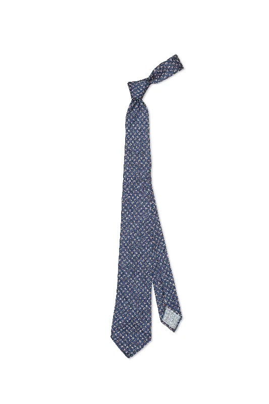 Best men's tie for business luncheons-Mattabisch Blue with Red Mini Paisley Pattern Silk Tie