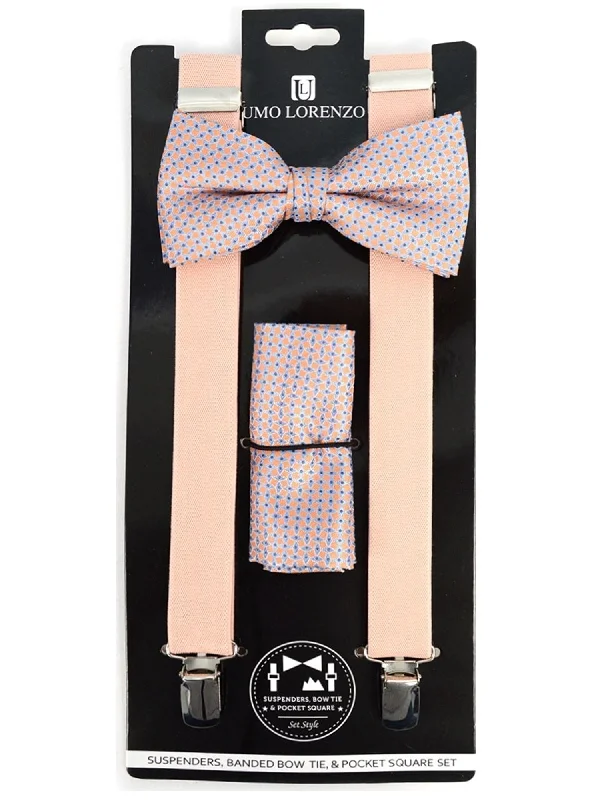 Best men's tie for a luxury corporate meeting-Men's 3 PC Clip-on Suspenders, Bow Tie & Hanky Sets