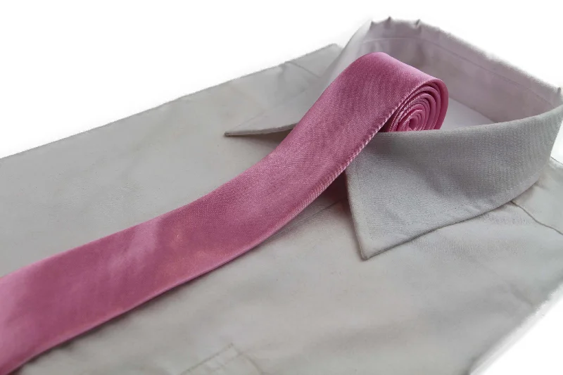 Trendy men's tie with modern abstract prints for work-Mens Baby Pink 5cm Skinny  Plain Neck Tie