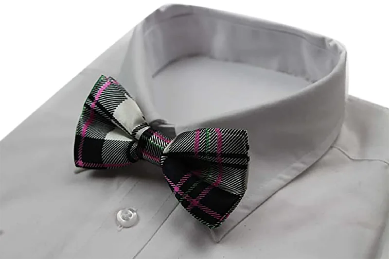 Elegant men's tie with fine texture for business wear-Mens Black & White Colourful Stripe Patterned Bow Tie