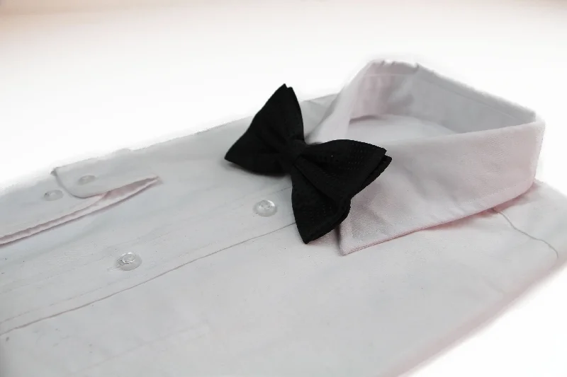 Men's tie for a formal dinner with subtle patterns-Mens Black Polka Dot Patterned Bow Tie