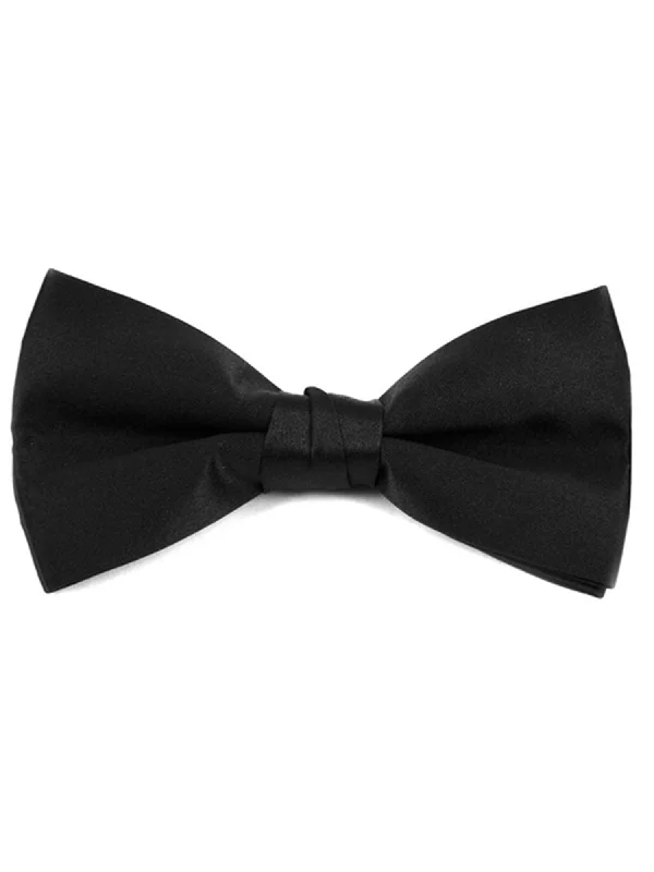 Men's tie with textured finish for upscale functions-Men's Black Pre-tied Clip On Bow Tie - Formal Tuxedo Solid Color