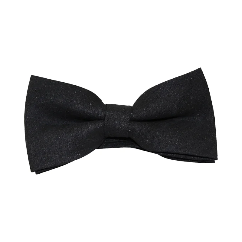 Stylish men's tie with fine woven design for work-Mens Black Velvet Plain Colour Bow Tie