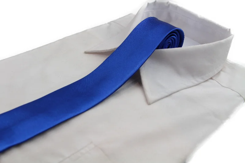 Classic men's tie for formal business attire-Mens Blue 5cm Skinny  Plain Neck Tie