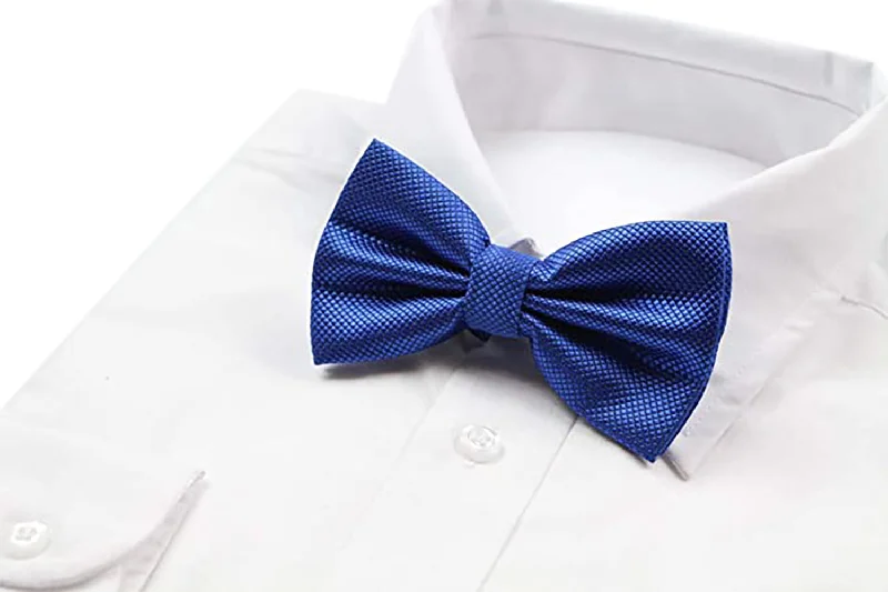 Men's tie for upscale evening events with rich colors-Mens Blue Plain Coloured Checkered Bow Tie