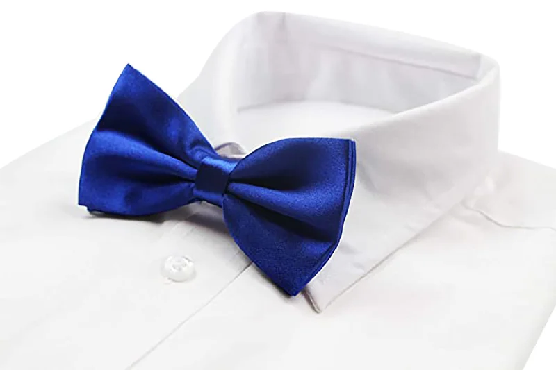 Stylish men's tie with creative modern print-Mens Blue Solid Plain Colour Bow Tie