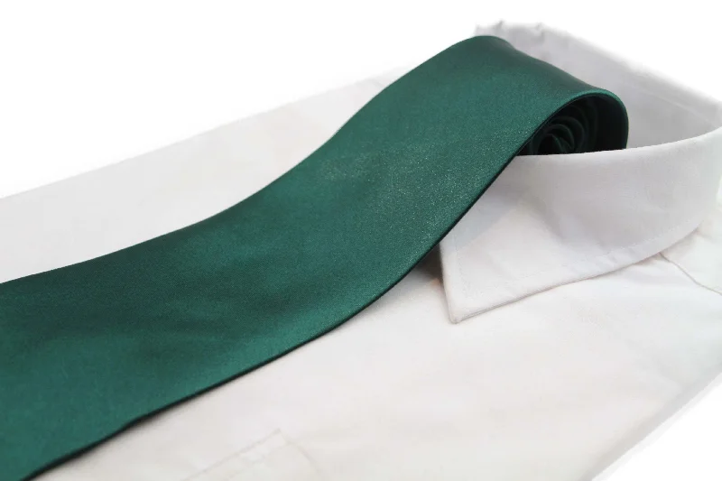 Designer tie with bold prints for business wear-Mens Bottle Green Classic 10cm Plain Neck Tie