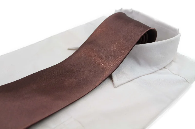 Men's tie with fine satin texture for office wear-Mens Brown Classic 10cm Plain Neck Tie