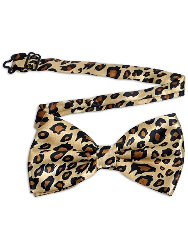 Men's tie with modern striped design for office wear-Men's Brown Leopard Print Adjustable Banded  Bow Tie - NFB10005