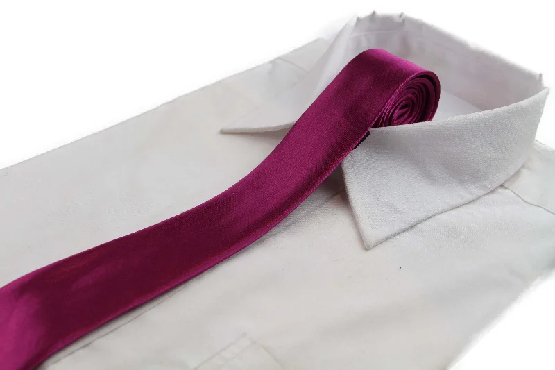 Men's tie with subtle diagonal stripes for office events-Mens Burgundy 5cm Skinny  Plain Neck Tie