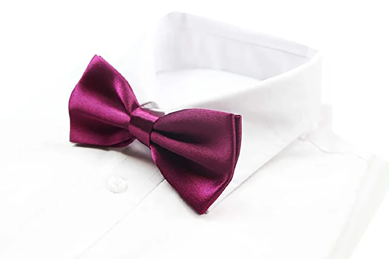 Best tie for men's formal dinner parties-Mens Burgundy Solid Plain Colour Bow Tie