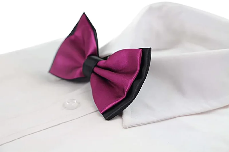 Classic men's tie for sophisticated office look-Mens Burgundy Two Tone Layered Bow Tie