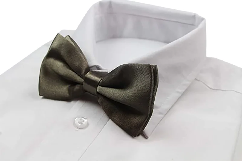 Best silk tie for formal business dinners-Mens Café Solid Plain Colour Bow Tie