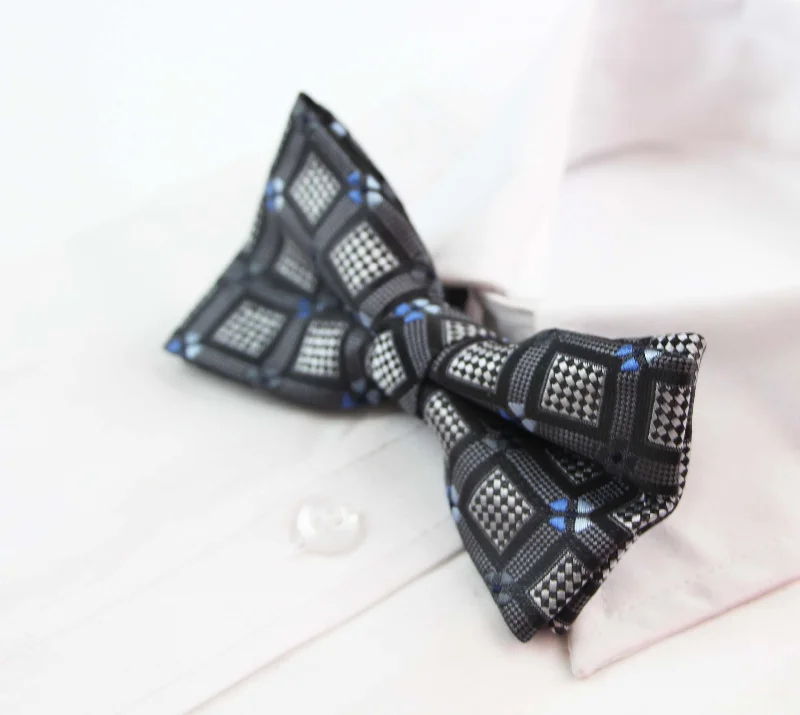 Men's tie with subtle floral print for formal wear-Mens Charcoal Patterned Bow Tie