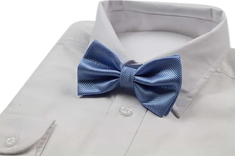 Men's tie with bold contrast colors for weddings-Mens Cornflower Blue Plain Coloured Checkered Bow Tie