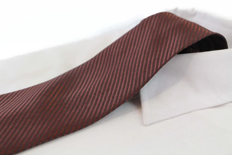 Men's silk tie for upscale corporate events-Mens Dark Brown Striped 10cm Classic Neck Tie