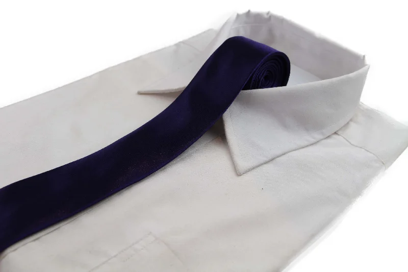 Designer tie for business professionals with chic design-Mens Dark Purple 5cm Skinny  Plain Neck Tie