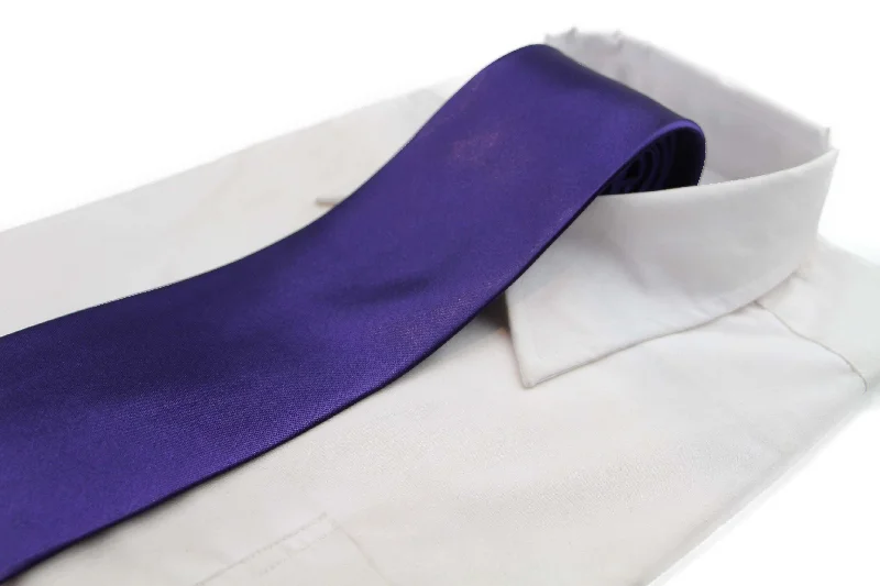 Classic men's tie with subtle color palette-Mens Dark Purple Classic 10cm Plain Neck Tie